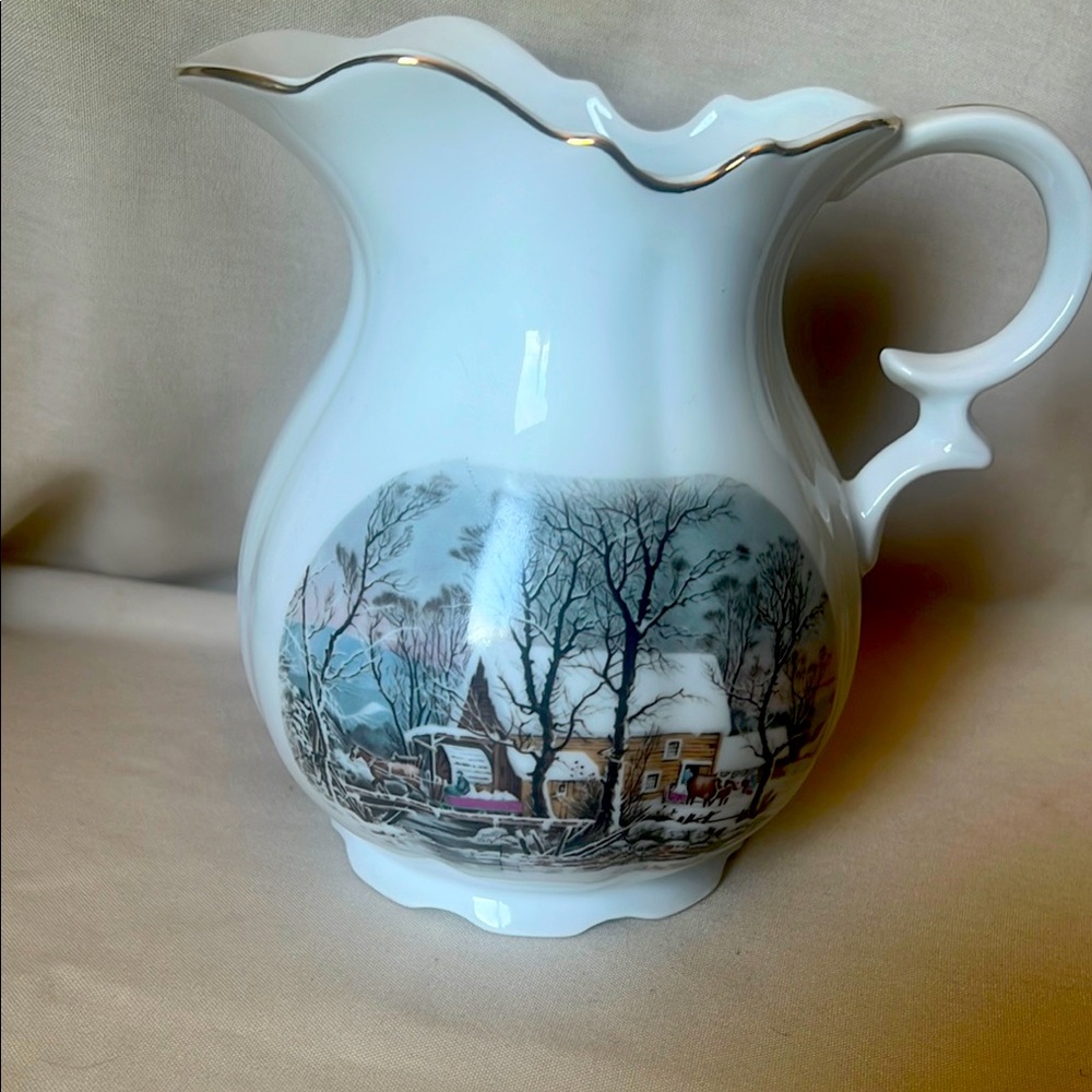Winter Scene Porcelain Pitcher